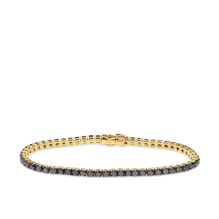 Polsera Riviere d'Or Groc amb Diamants Negres – 17.5cm