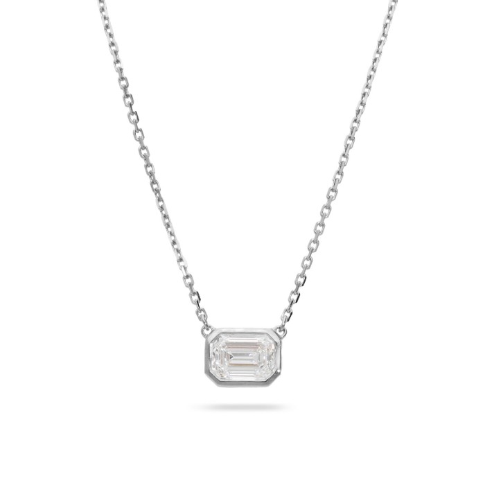 Collaret d’Or Blanc amb Diamant Talla Maragda