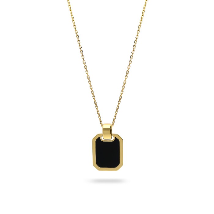 Collaret d’Or Groc amb placa d’Ònix Negre de Grau