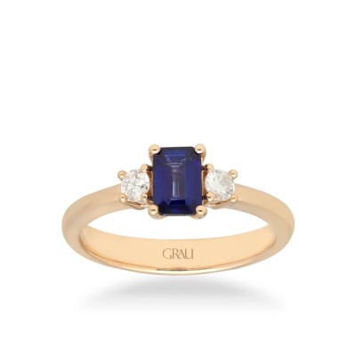 Anillo Oro Rosa, Zafiro y Diamantes Grau