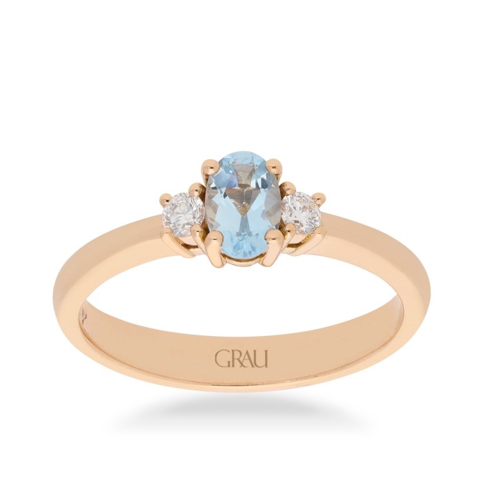 Good Mood Grau Aquamarine and Rose Gold Ring