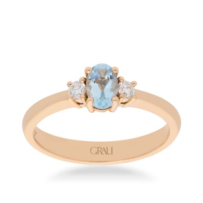 Anillo Good Mood Grau Aguamarina y Oro Rosa