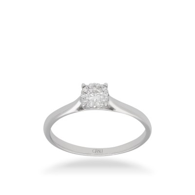 Anillo Grau Rosetón Oro Blanco y Diamantes