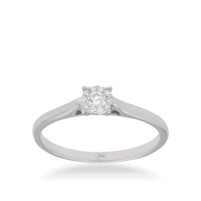 Anillo Grau Rosetón Oro Blanco y Diamantes