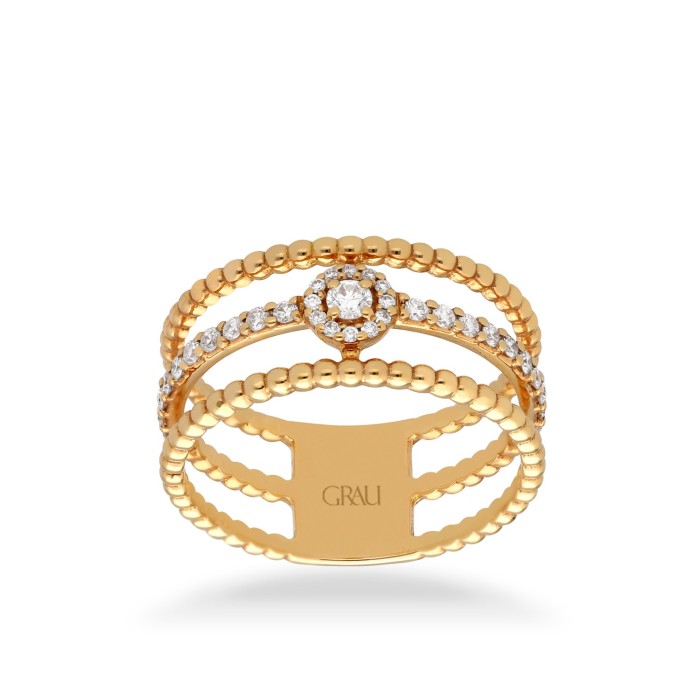 Anillo triple Grau Oro Rosa y Diamantes