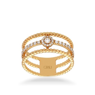 Anillo triple Grau Oro Rosa y Diamantes