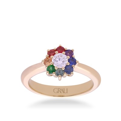 Rose Roseton Ring in Yellow Gold and Sapphires