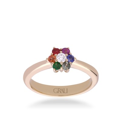 Anell Rosetó Grau Or Groc i Safirs