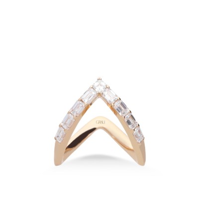 Anell Grau d’Or Rosa amb Diamant – disseny V