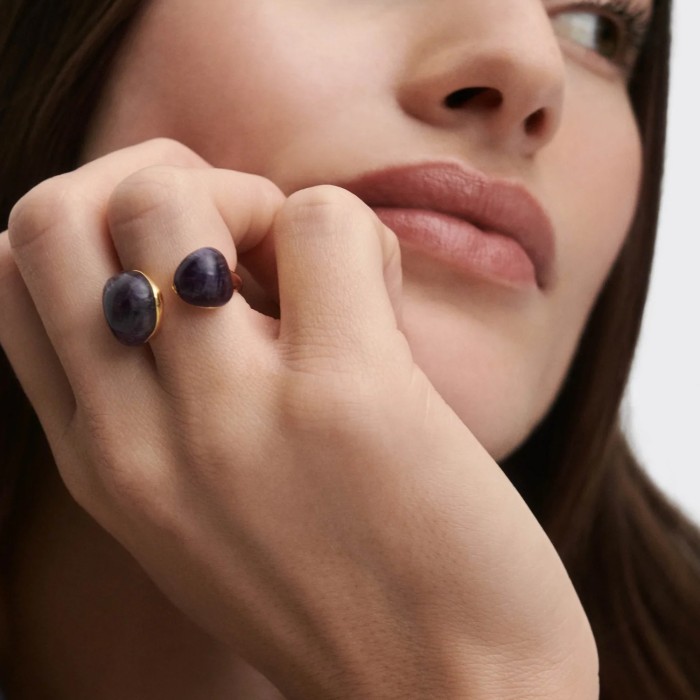 Anillo Gravity con Amatista de PdPaola