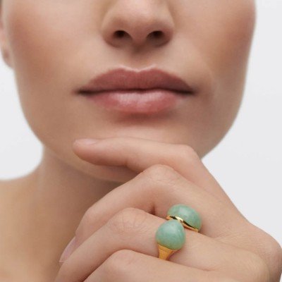 Anillo Gravity con Aventurina Verde de PdPaola