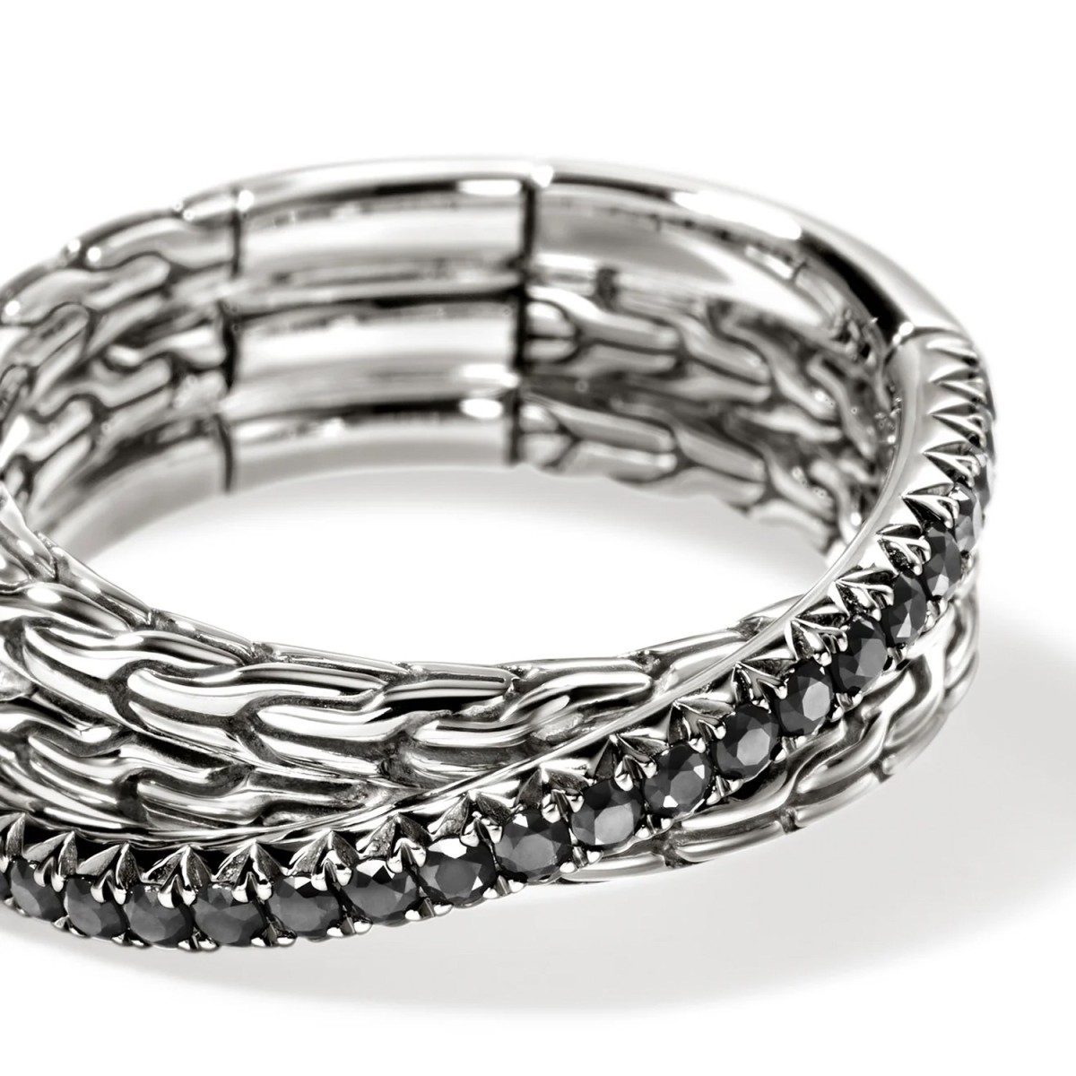 JH Essentials Silver Ring with Black Sapphire