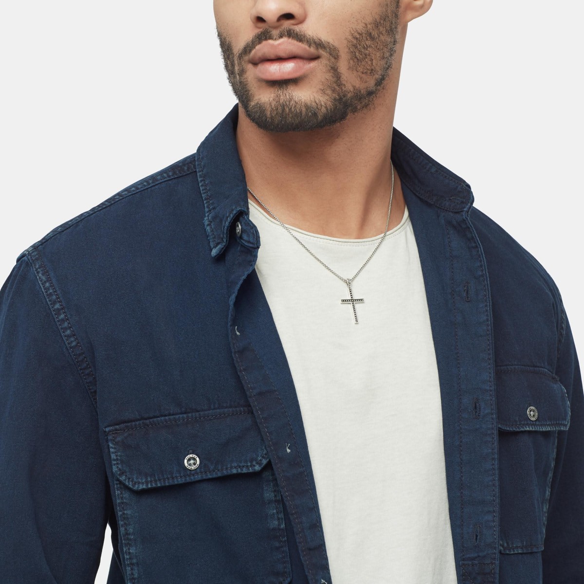 Collar Jawan amb Penjant en Creu, Plata Esterlina