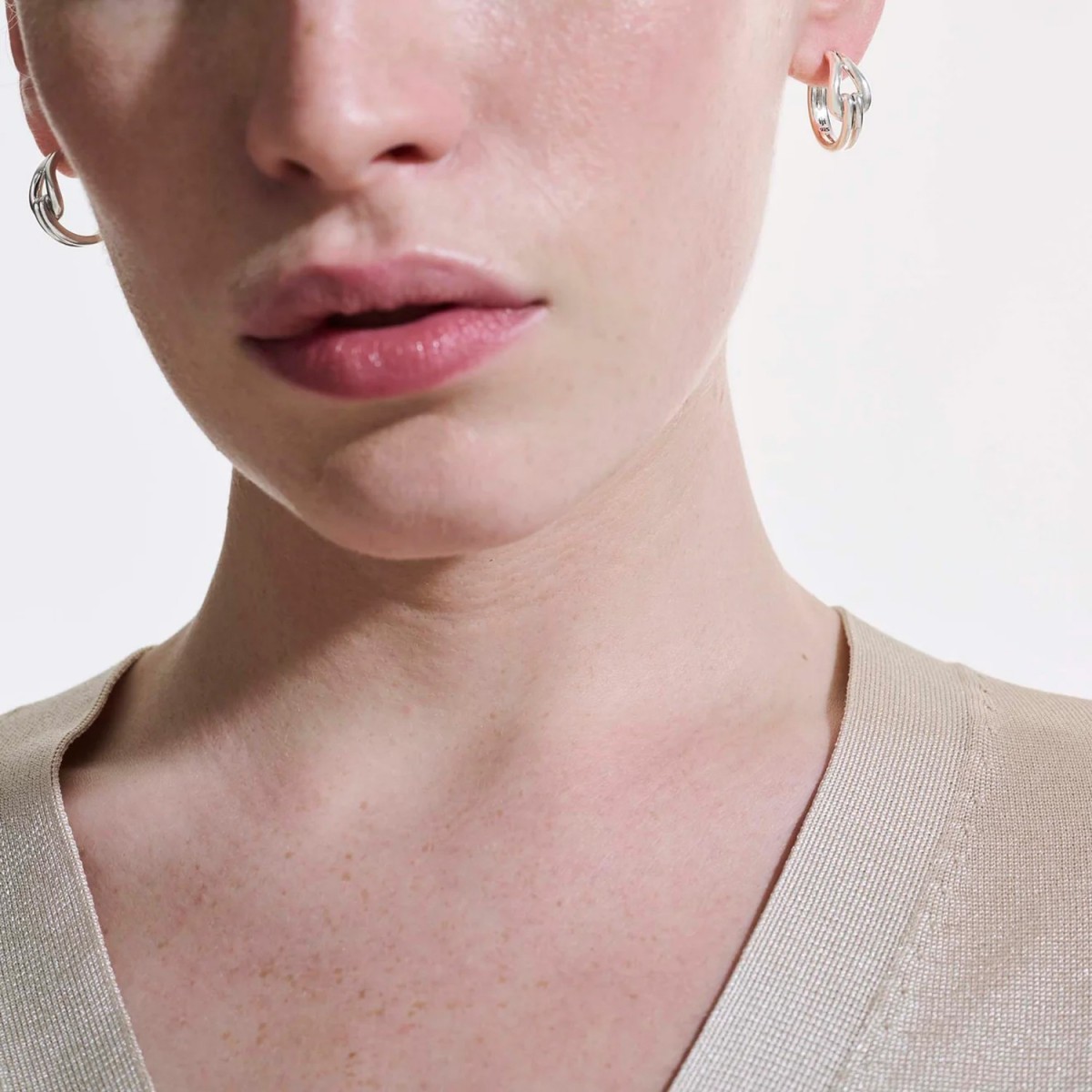 Surf Huggie Earrings in Sterling Silver 12MM