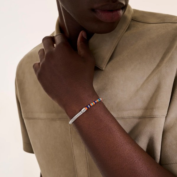 Heishi Bracelet in Sterling Silver with Lapis Lazuli
