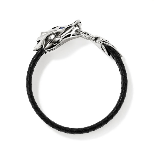 Naga Leather and Silver Bracelet with Sapphire