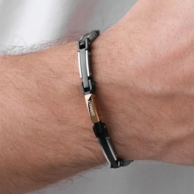 Baraka Explore bracelet 20 cm – Steel, Rose Gold & Diamonds