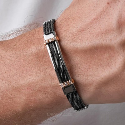 Baraka 316L bracelet 19 cm Diamonds & Rose Gold