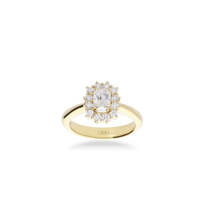 Rosette Ring in Yellow Gold with Diamonds