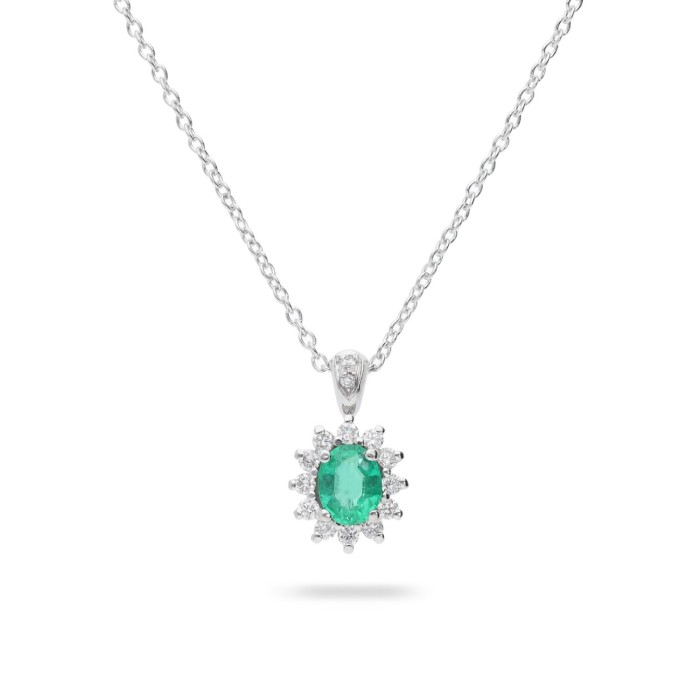 Grau Rosette Choker with Diamonds and Emerald