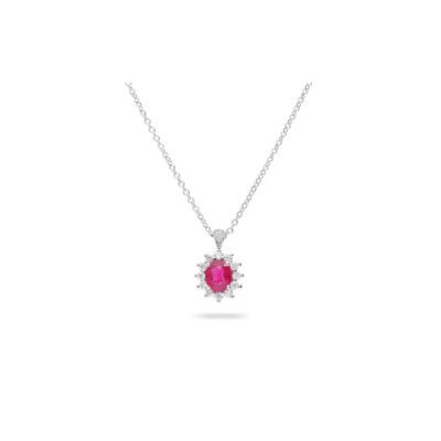 Grau Choker in White Gold with Ruby and Diamonds