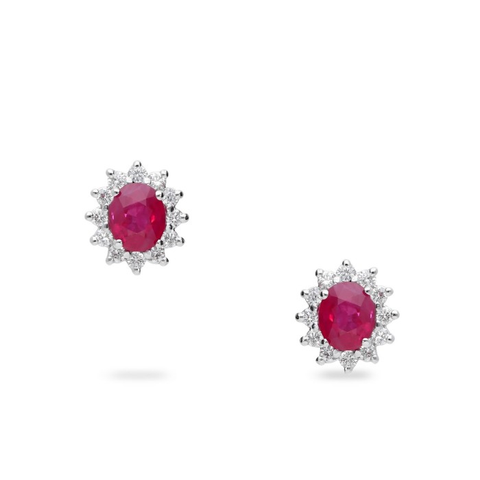 Grau Rosette Earrings with Ruby and Diamonds
