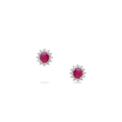 Grau Rosette Earrings with Ruby and Diamonds