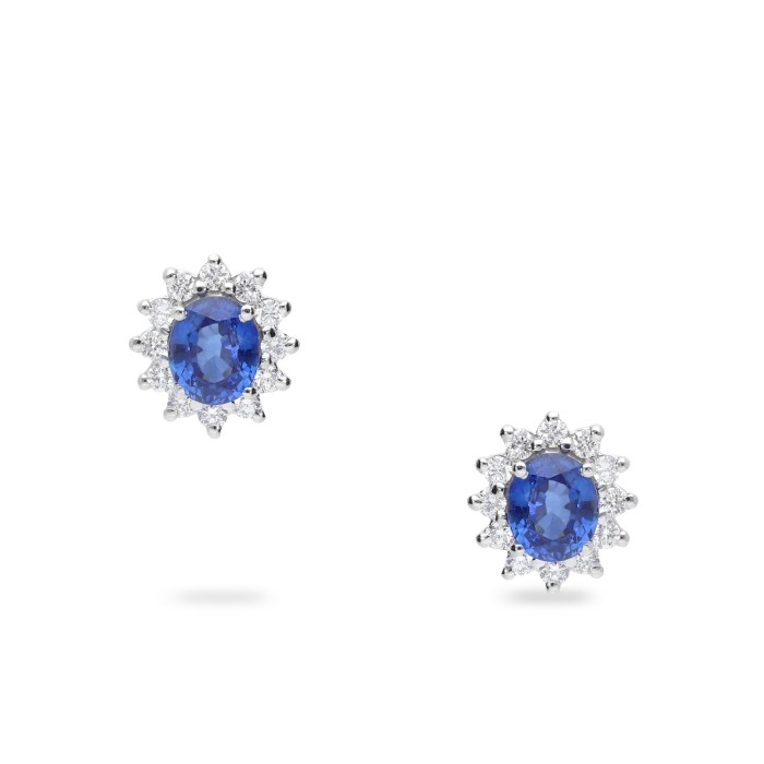 Grau Rosette Earrings with Blue Sapphire and Diamonds