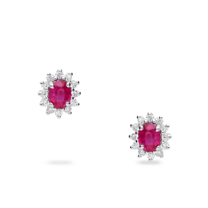 Grau Earrings in White Gold with Ruby and Diamonds