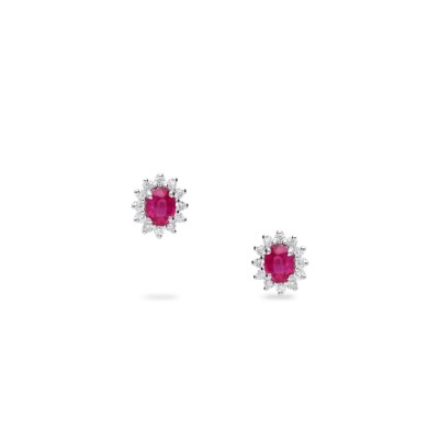 Grau Earrings in White Gold with Ruby and Diamonds