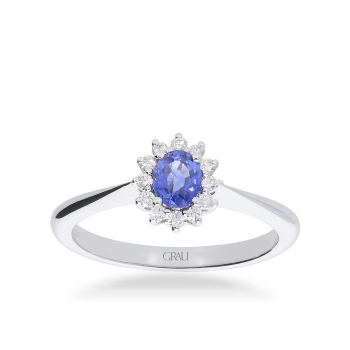 Grau Rosette Ring with Blue Sapphire and Diamonds