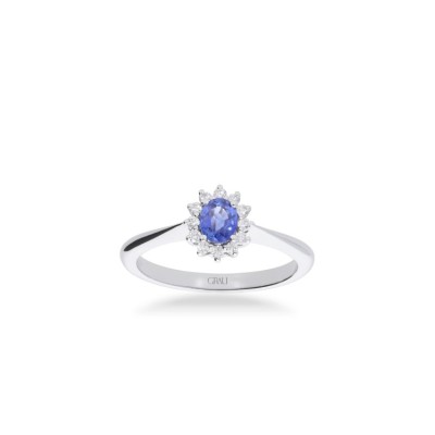 Grau Rosette Ring with Blue Sapphire and Diamonds