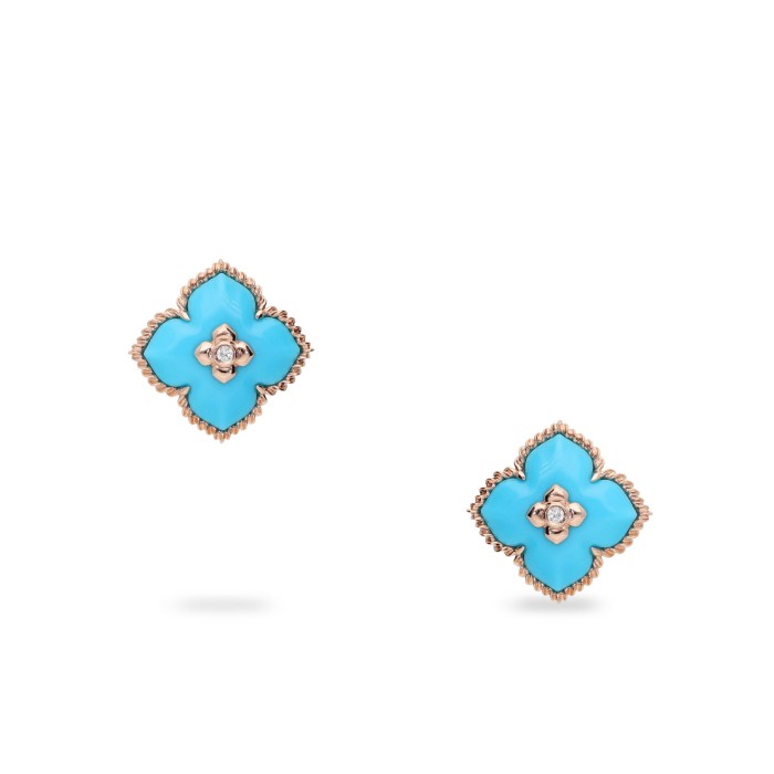 Grau Rhombus Earrings with Turquoise and Diamonds