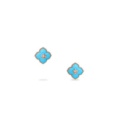 Grau Rhombus Earrings with Turquoise and Diamonds