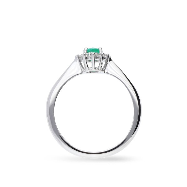 Anillo Rosetón Grau en Oro Blanco con Esmeralda