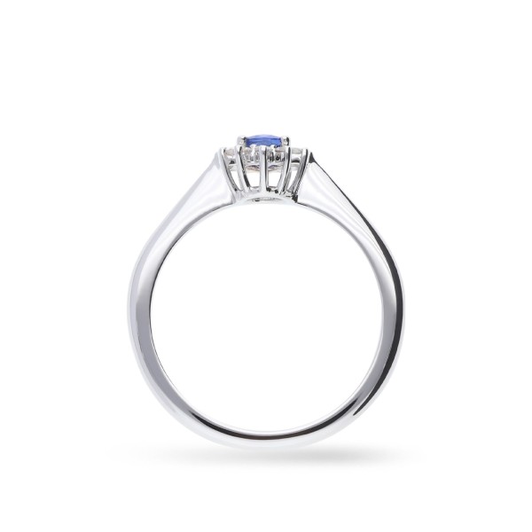 Anillo Rosetón Grau con Zafiro Azul y Diamantes