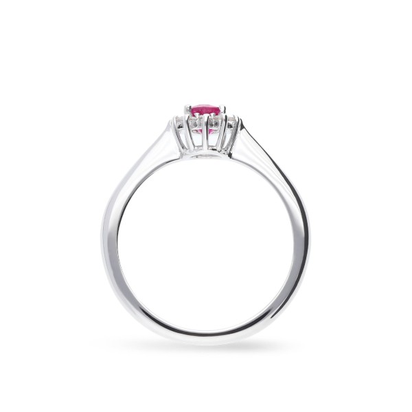 Grau Rosette Ring in White Gold with Ruby and Diamonds