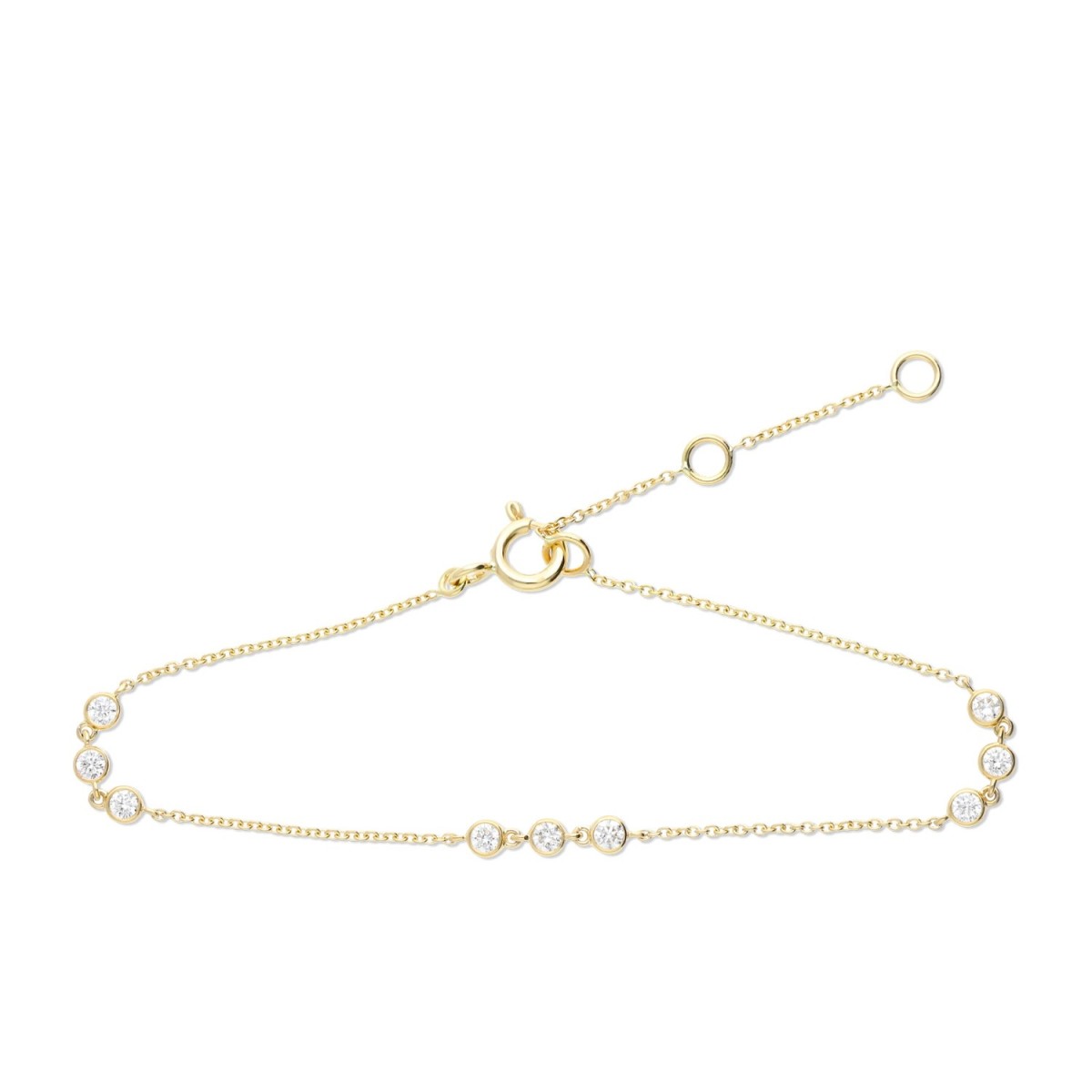 Pulsera Tres Tramos Diamantes Boca Rusa Oro Amarillo Grau