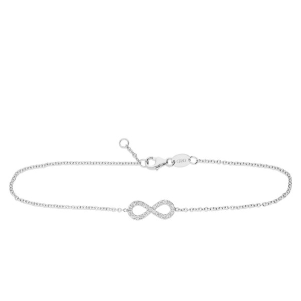 Infinity Bracelet with Diamond Pavé in White Gold