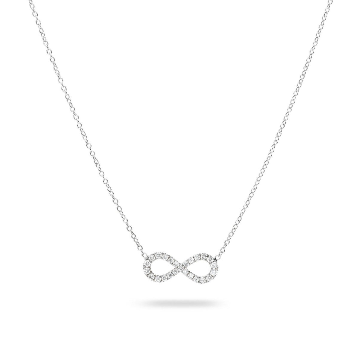 Infinity Necklace with Diamond Pavé in White Gold