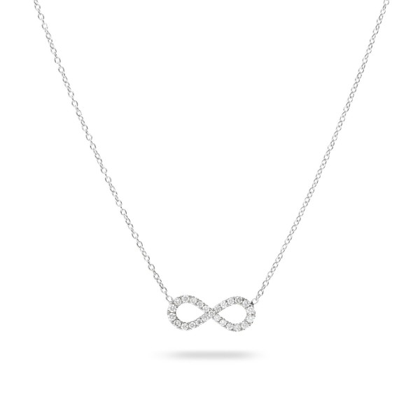 Infinity Necklace with Diamond Pavé in White Gold