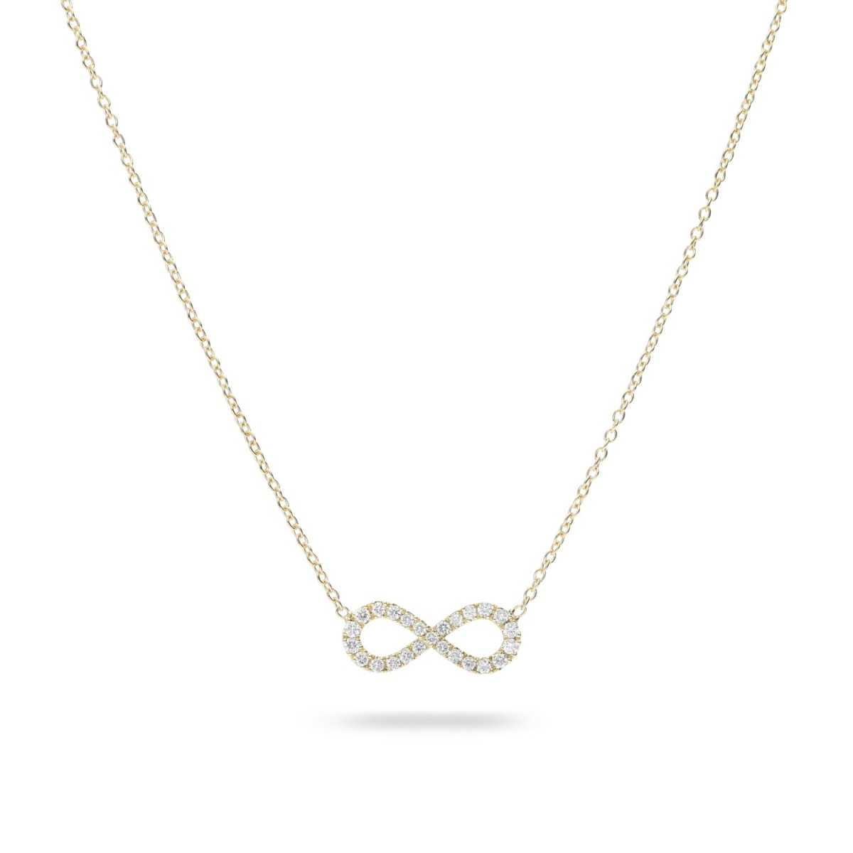 Yellow Gold Infinity Necklace with Diamond Pavé