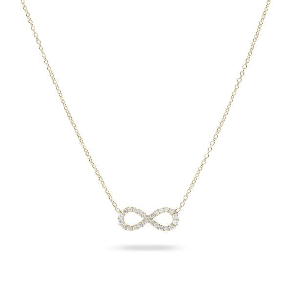Yellow Gold Infinity Necklace with Diamond Pavé