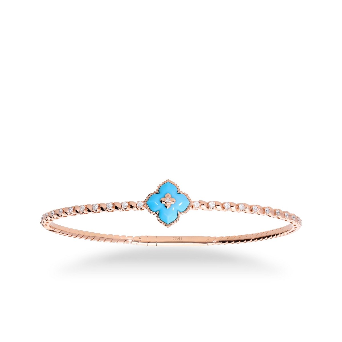 Pulsera Flor Turquesa Diamantes Oro Rosa Grau