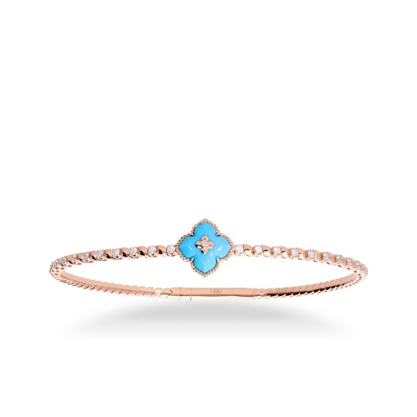 Turquoise Flower Bracelet Diamonds Rose Gold Grau