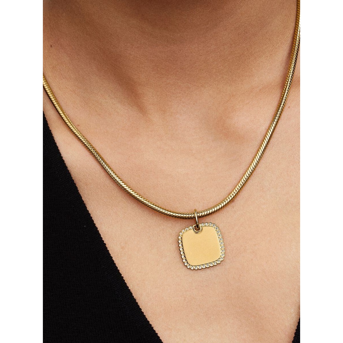 Pandora Brilliant Square Engravable Tag Pendant