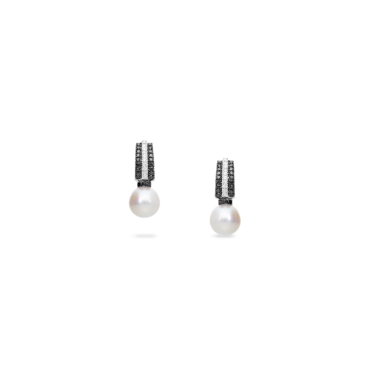 Arracades de Perles Australianes amb Diamants Blancs i Negres
