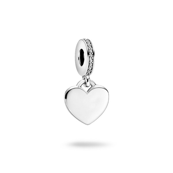 Pandora Engravable Heart Charm with Zirconia