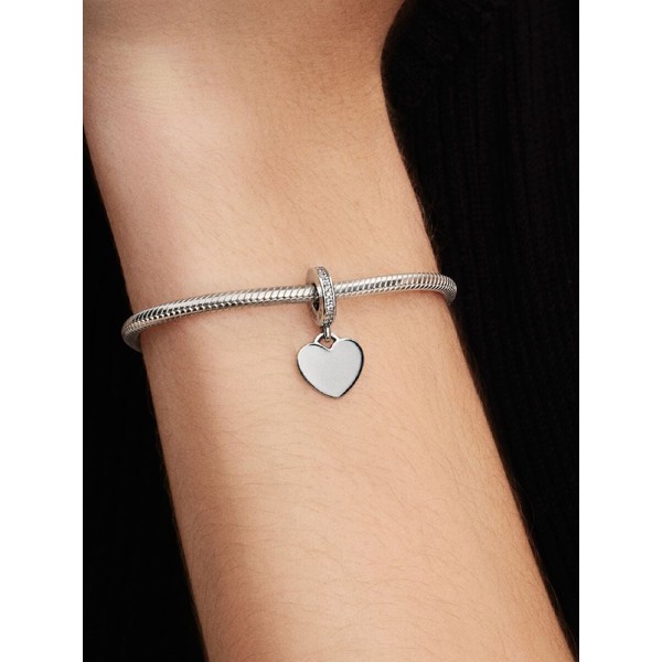 Pandora Engravable Heart Charm with Zirconia