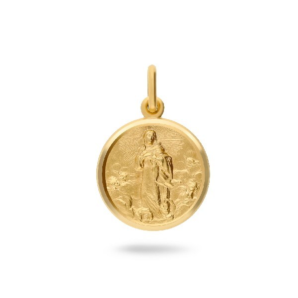 Virgin Mary Immaculate Pendant in Yellow Gold Ø13 – Grau